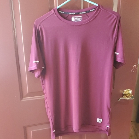 Carhartt Men's Maroon T-Shirt 95 poly 5 spandex Size S - Picture 1 of 9